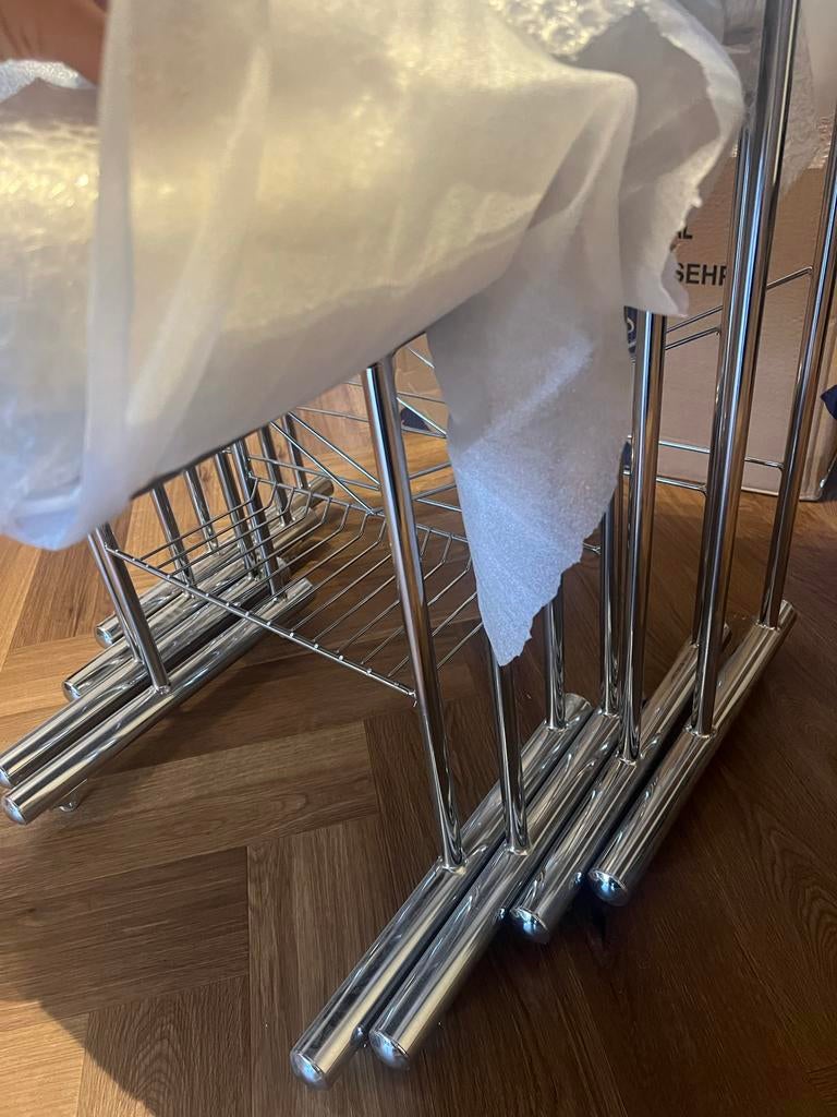 Set van 4 Bijzettafels - Zwart Marmerlook & Chroom, 45 tot 60 cm, Metaal of Aluminium, Nieuw, Rechthoekig