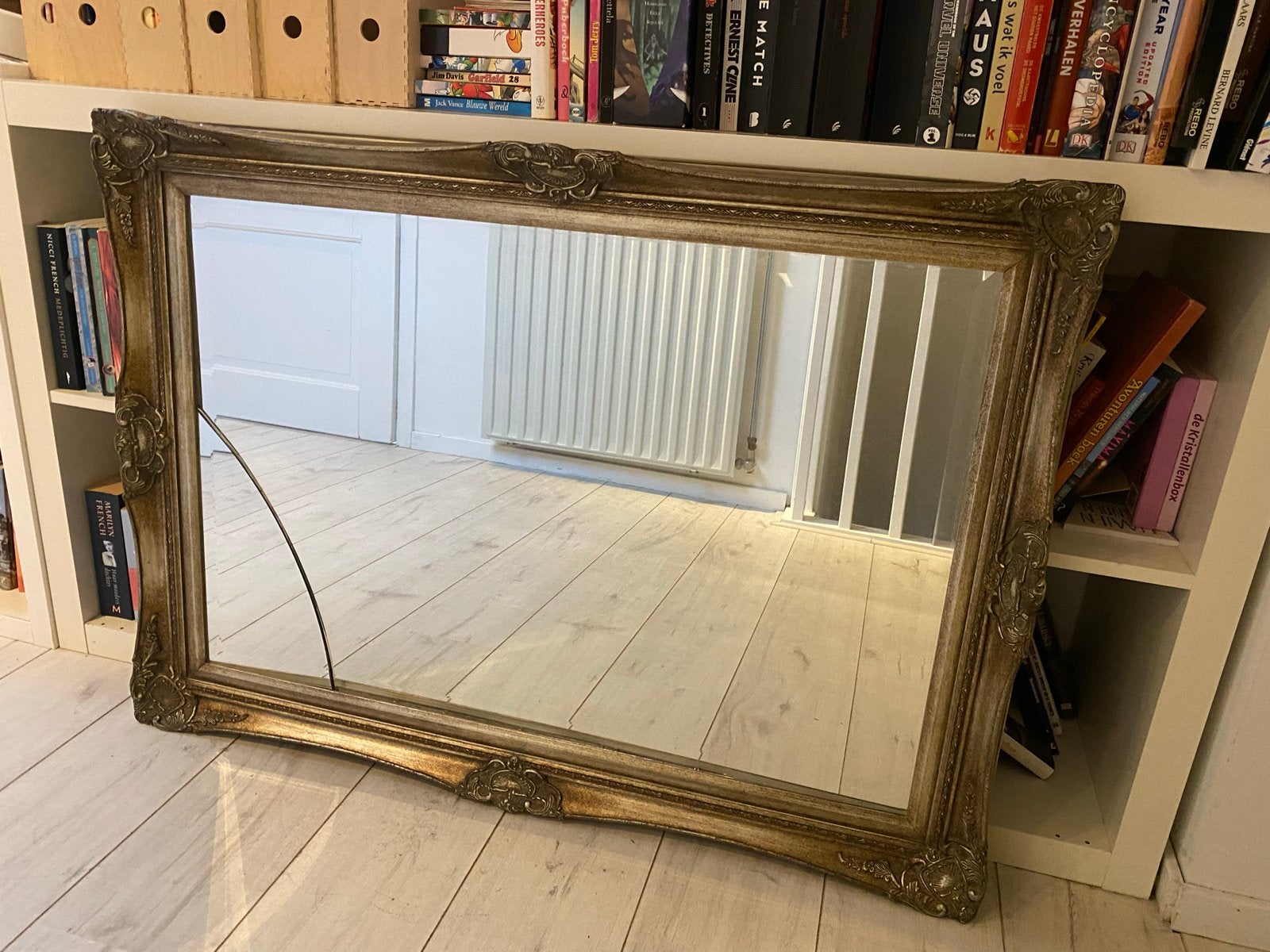 Sierlijke gouden lijst voor spiegel, Ophalen, Rechthoekig, 100 tot 150 cm, Minder dan 100 cm