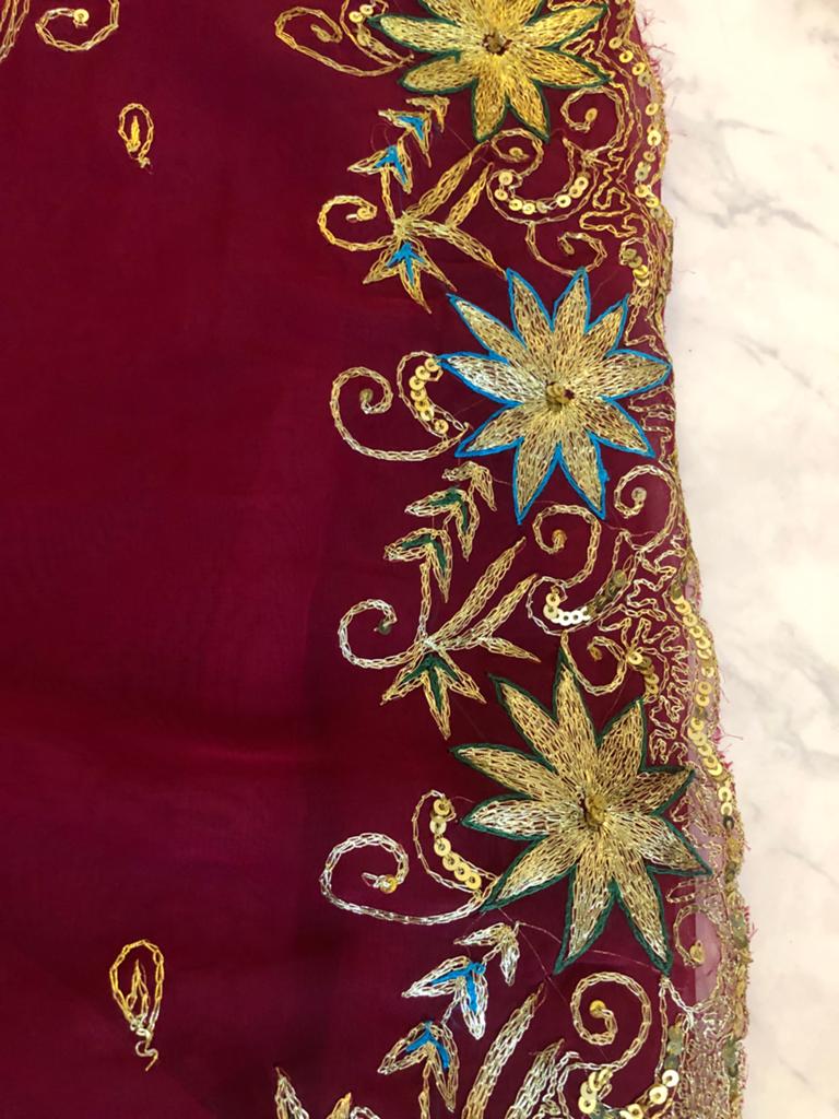 Indiase sari met speciaal borduursel (zonder blouse), Ophalen of Verzenden
