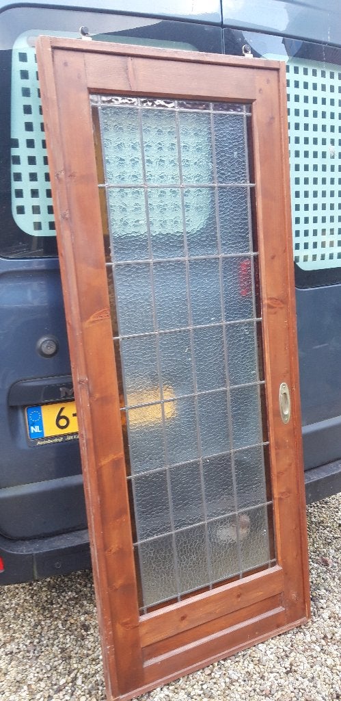Schuifdeur met glas in lood - 200x84cm, Gebruikt, Overige typen, Onbekend, 150 tot 225 cm