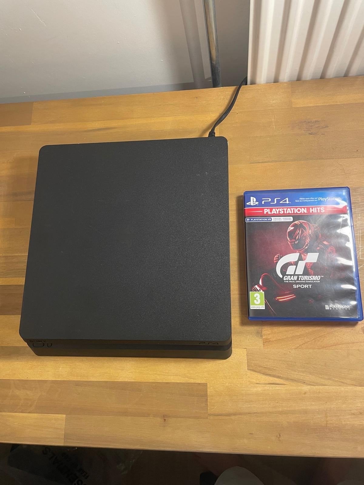 PlayStation 4 Slim 500GB met 2 controllers en Gran Turismo, Ophalen, Met 2 controllers, Slim, 500 GB
