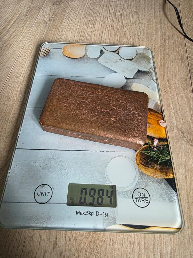 Koperbaar 0.984 kg - Zelf gesmolten van koperdraad, Ophalen of Verzenden, Koper