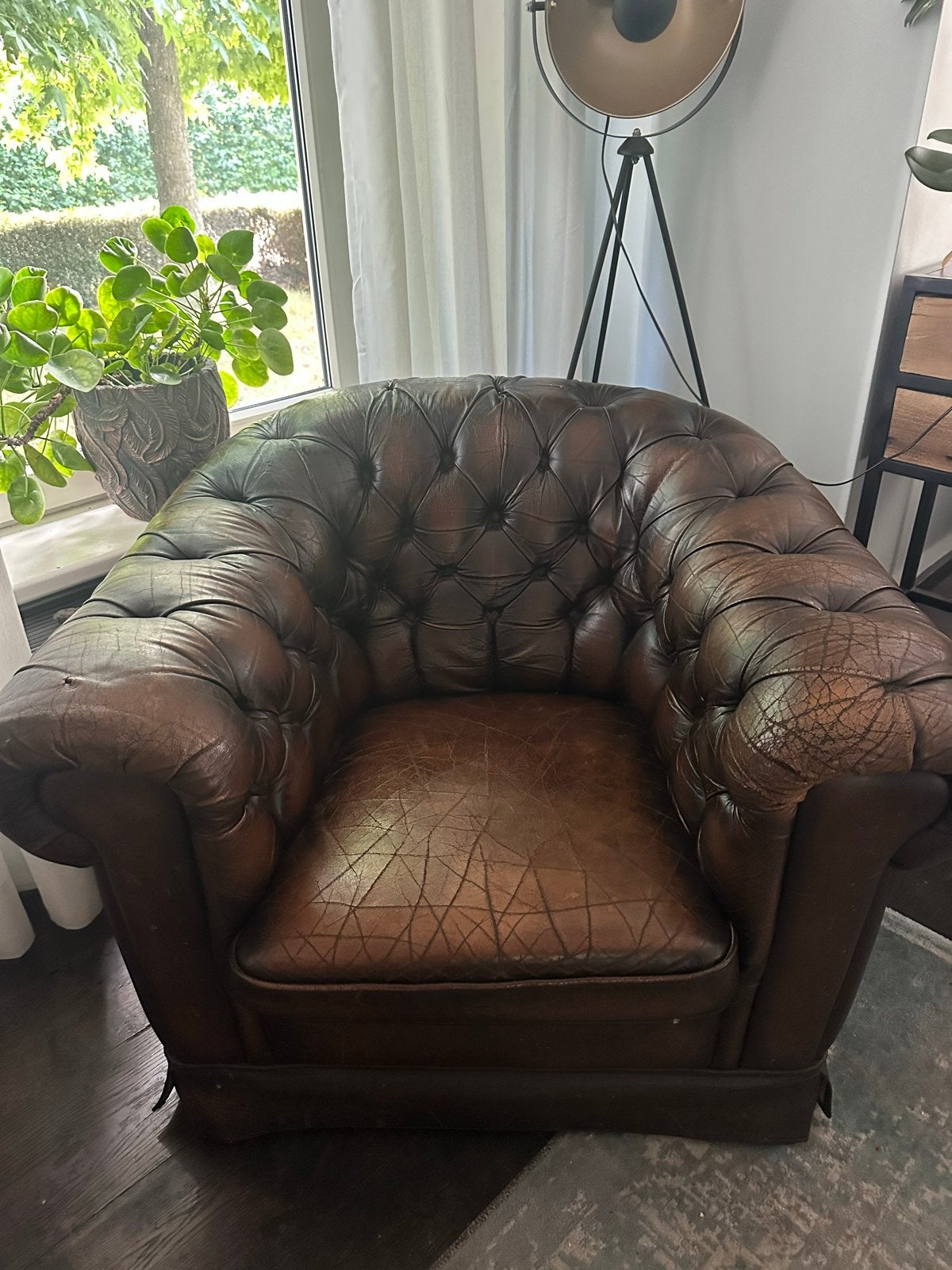 Comfortabele Chesterfield fauteuil - zit heerlijk!, Ophalen, Gebruikt, Leer, 75 tot 100 cm