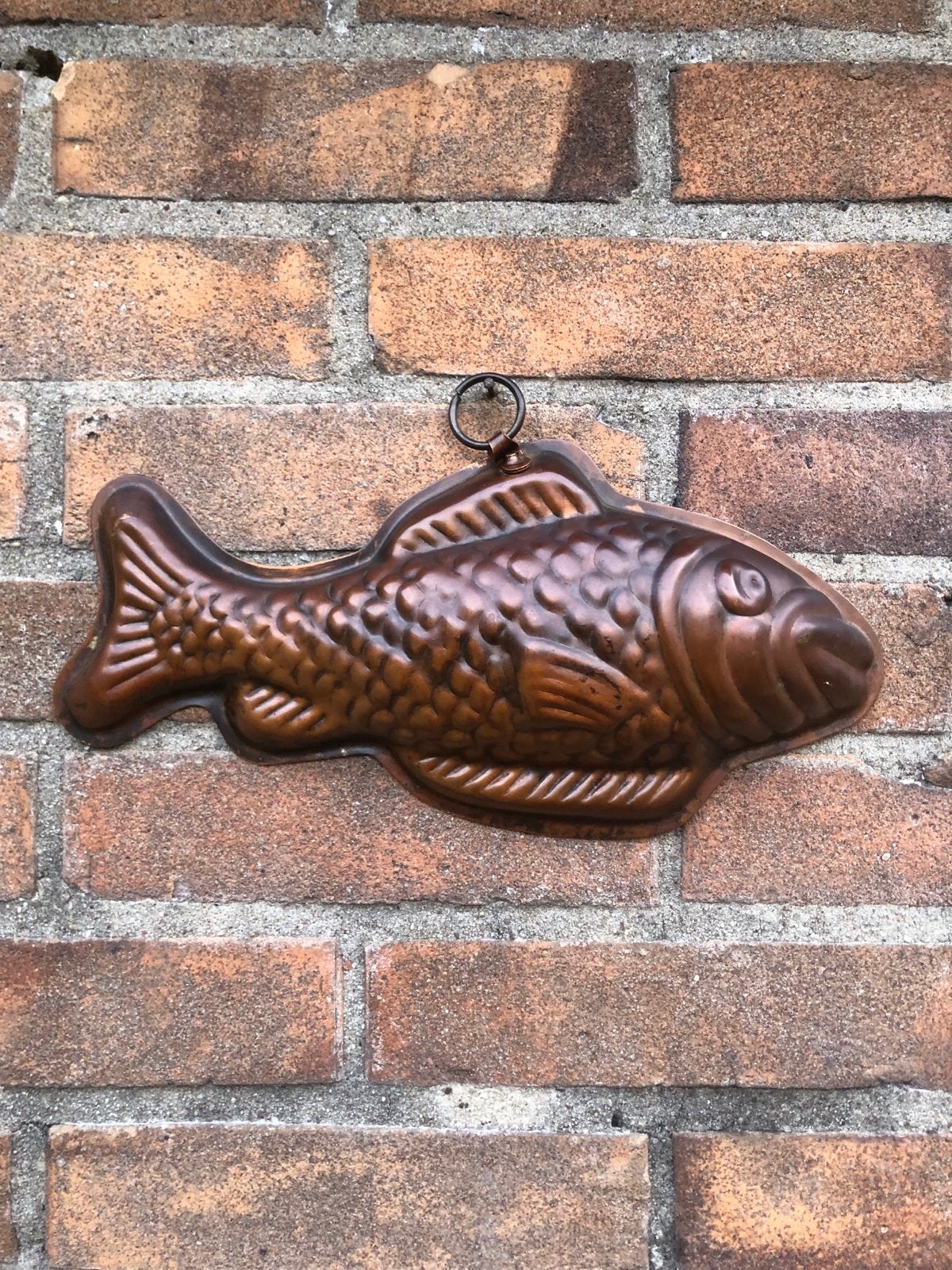 Antieke Koperen Visvorm - Decoratieve Wanddecoratie, Ophalen of Verzenden, Koper