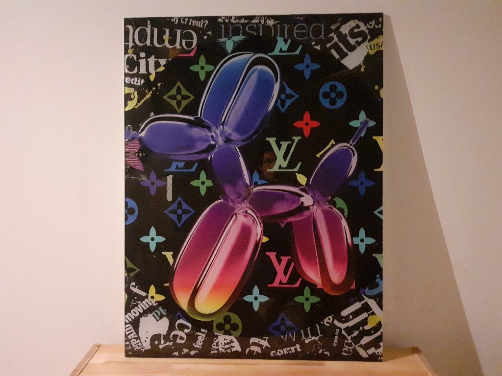 Glasschilderij Pop-Art Balloon Dog Louis Vuitton stijl, Huis en Inrichting, Ophalen, 50 – 75, Nieuw, Schilderij