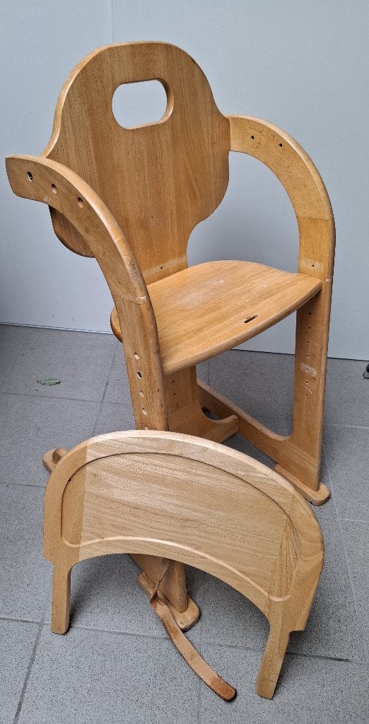 kinderstoel hout verstelbare zithoogte (meegroeistoel), Ophalen, Gebruikt, Meegroeistoel