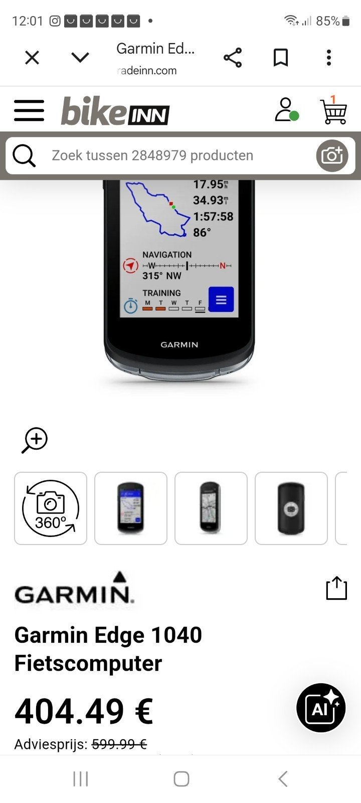 Te koop Garmin fietscomputer EDGE 1040., Fietsen en Brommers, Fietsaccessoires | Fietscomputers, Ophalen of Verzenden, Nieuw