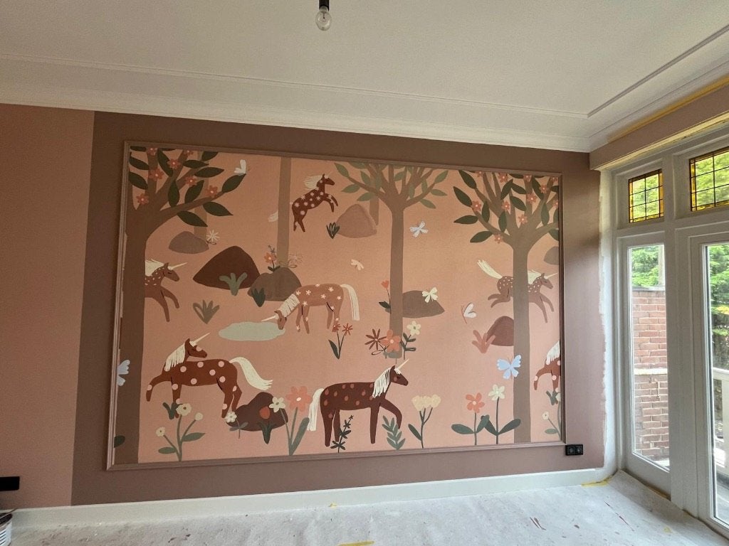 Roomblush eenhoorn behang roze, Ophalen, Minder dan 10 m², Roze