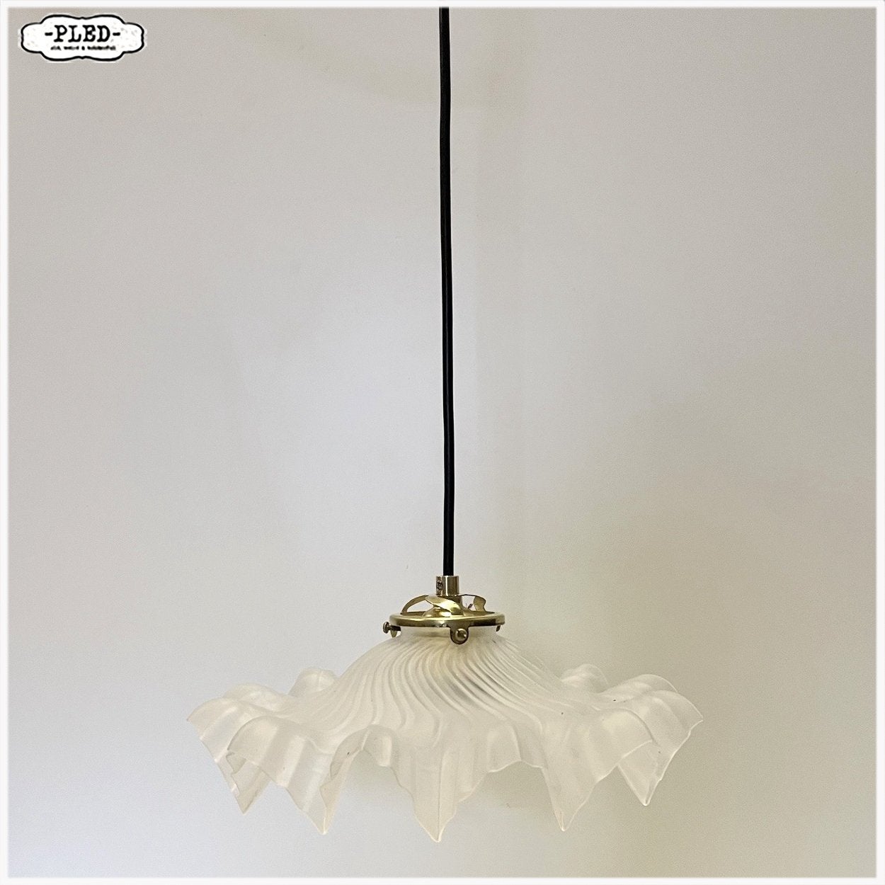 Sierlijke vintage glazen hanglamp Frankrijk Lamp, Gebruikt, Glas, Nb, Nb