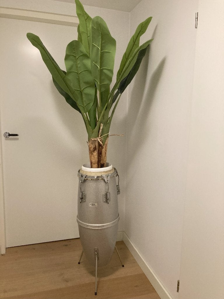 2x Aria Percussion trommel drum nu als plantenbak, Ophalen, Gebruikt, Zilver, Kunststof