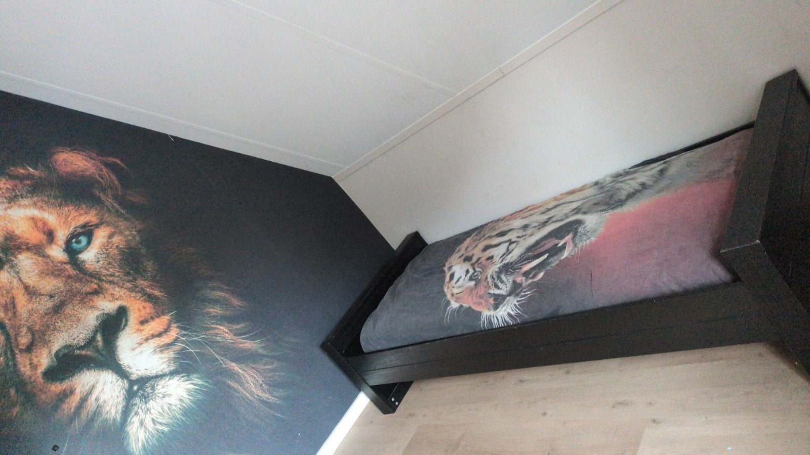 Zwart eenpersoonsbed WOOOD (Dennis) met lattenbodem, Ophalen, Gebruikt, 90 cm, Eenpersoons