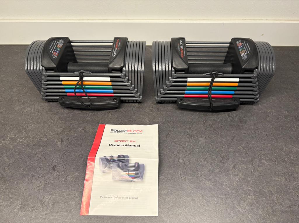 complete set PowerBlock Sport 24 verstelbare dumbbells., Ophalen of Verzenden, Zo goed als nieuw, Krachtstation