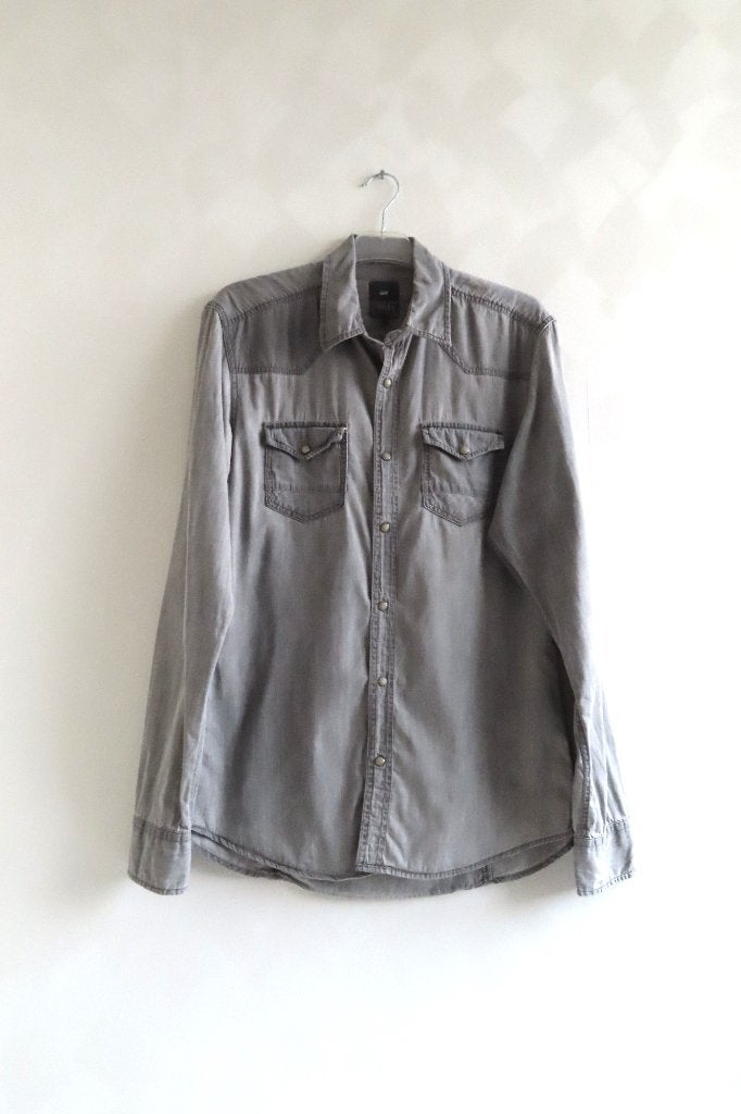 Spijkeroverhemd Lange Mouw Grijs WE Fashion mt M (G66), WE, Zo goed als nieuw, Grijs, Halswijdte 39/40 (M)