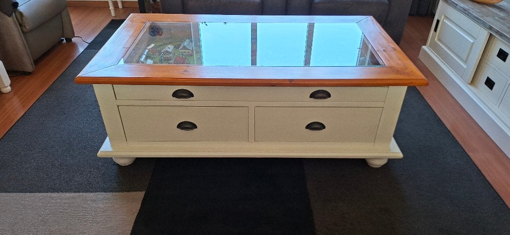 Massief grenen salontafel met 3 laden  Wit-Grenen  GRATIS, Ophalen, Gebruikt, 100 tot 150 cm, 50 tot 100 cm