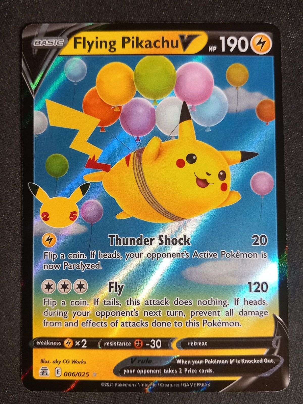 Flying Pikachu V 006/025 Celebrations Ultra Rare Excellent, Verzenden, Zo goed als nieuw, Losse kaart, Foil