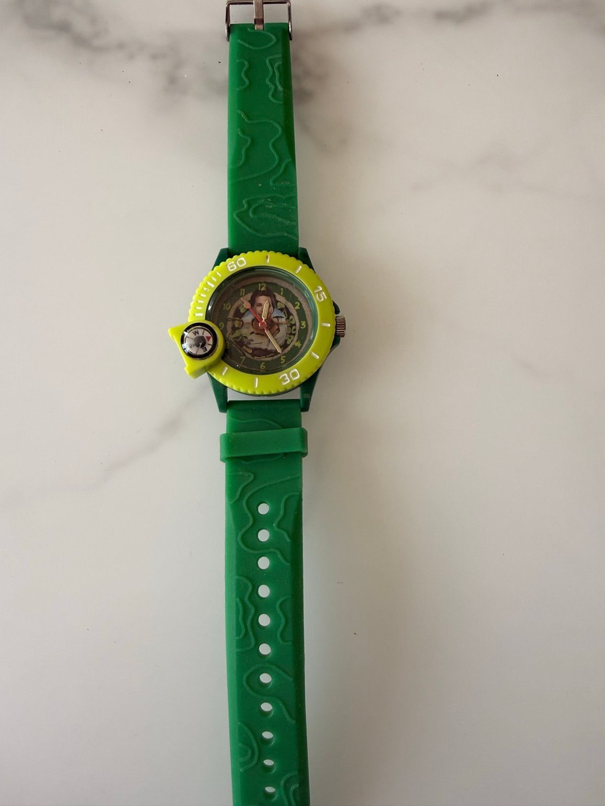 Groen Freek Vonk  kinderhorloge met kompas en jungle thema, Ophalen of Verzenden, Gebruikt, Groen, Jongen of Meisje