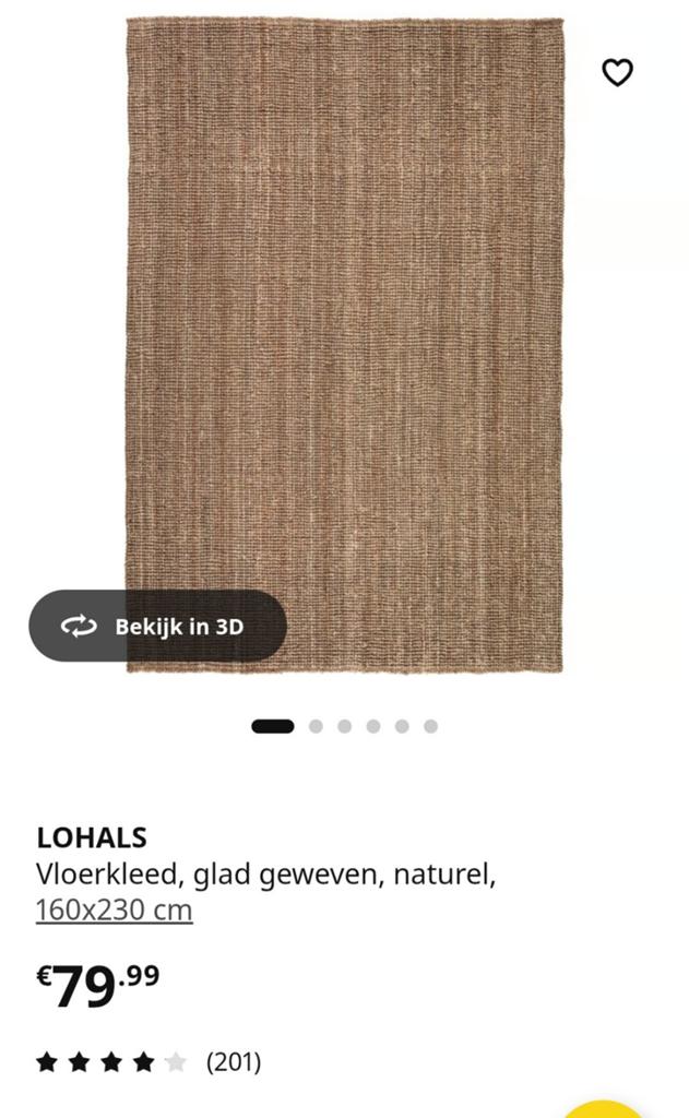 2 stuks LOHALS Vloerkleed, glad geweven, naturel, 160x230 cm, Scandinavisch, Natuurlijk, Modern, 150 tot 200 cm, 200 cm of meer