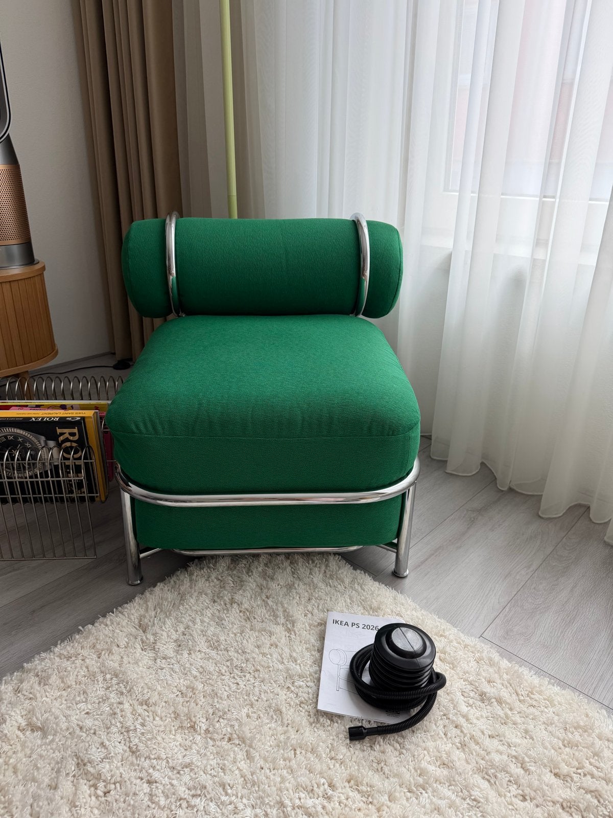 IKEA PS 2026 Fauteuil - Groen met Chroom, Overige kleuren, Ophalen of Verzenden, Zo goed als nieuw, Eén