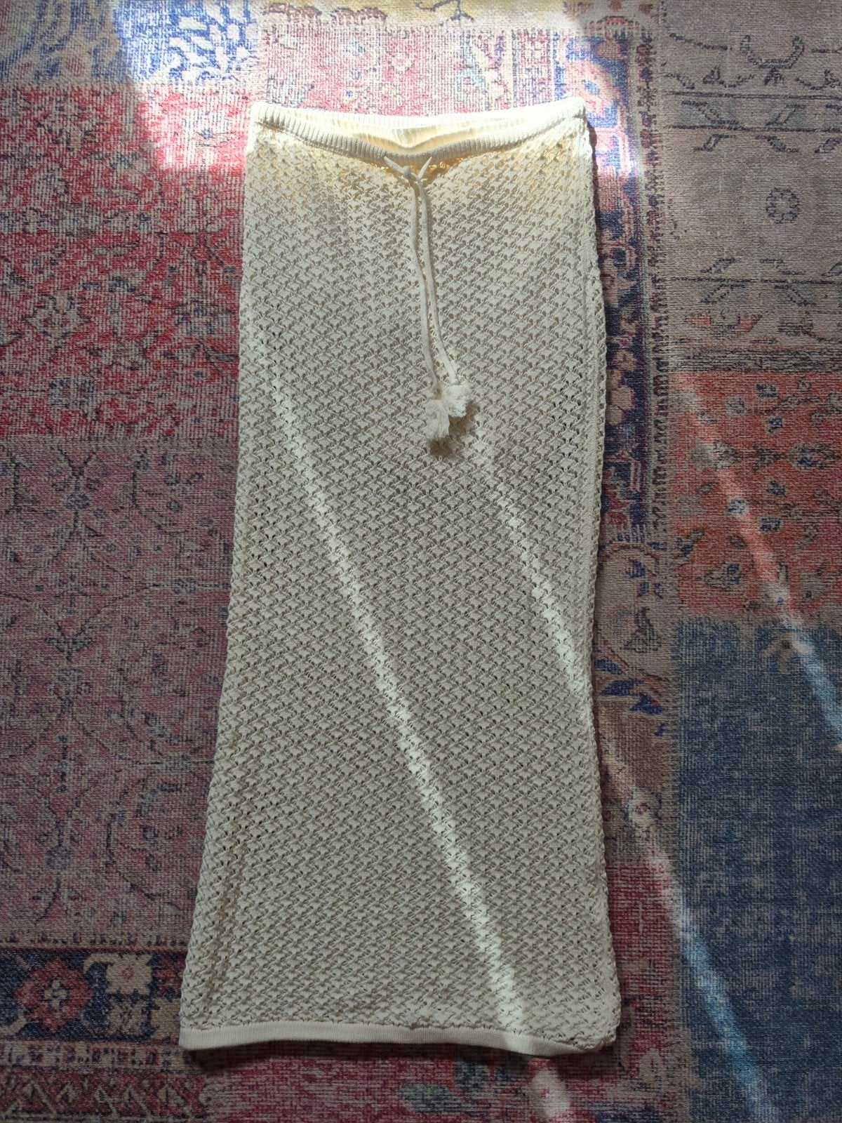 FB Sister gebreide maxi rok maat S, Kleding | Dames, Rokken, Verzenden, Beige, Zo goed als nieuw, Maat 36 (S)