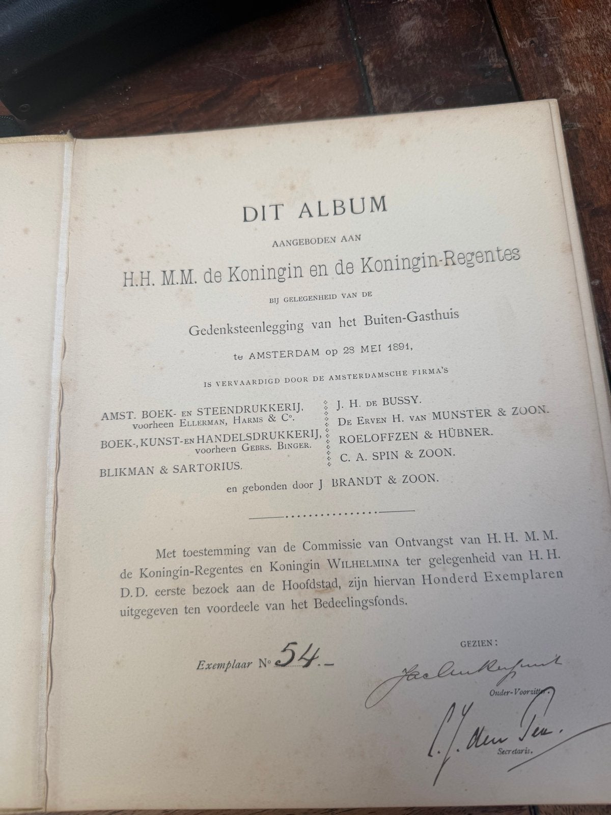 Historisch album Gedenksteenlegging Buiten-Gasthuis 1891, Antiek en Kunst, Ophalen of Verzenden