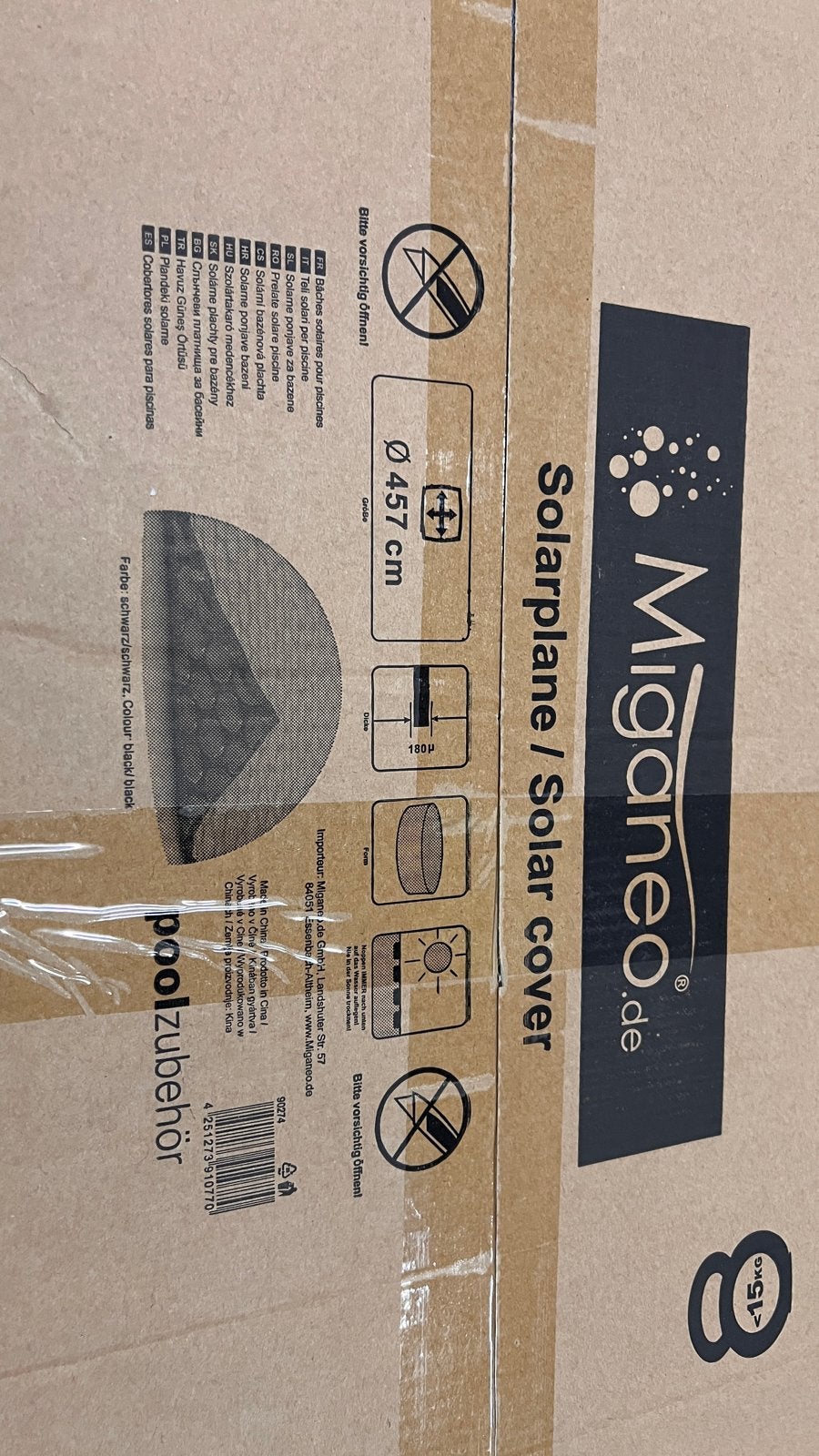 Miganneo Solarfolie / Solar cover zwembad Ø 457 cm, Minder dan 80 cm, Overige typen, Rond, Nieuw