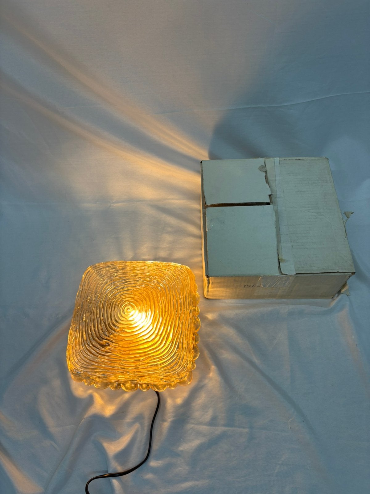 Vintage Glashütte Limburg fingerprint plafondlamp 22 x 22 cm, Huis en Inrichting, Ophalen of Verzenden, Zo goed als nieuw