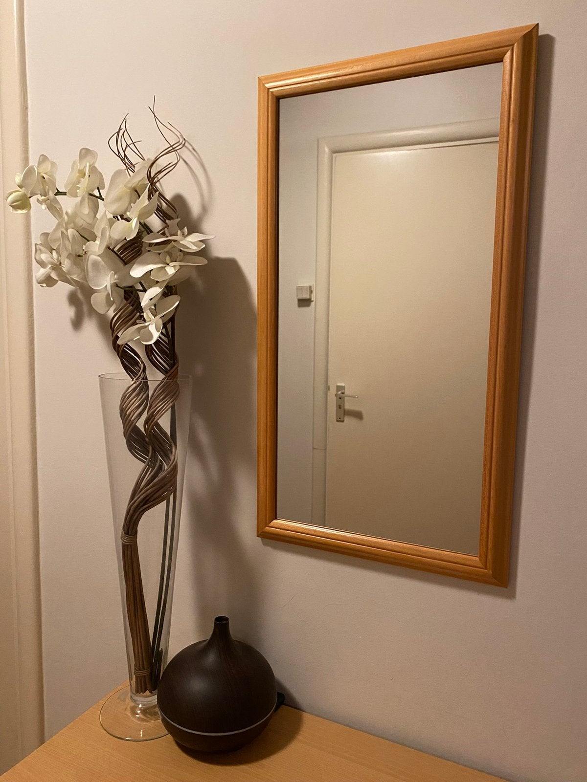 Mooie spiegel met houten lijst, Minder dan 50 cm, Ophalen of Verzenden, Zo goed als nieuw, Minder dan 100 cm