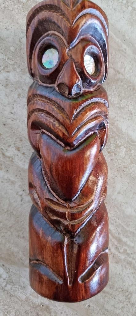 Maori Tiki Totem Nieuw-Zeelandse handgesneden houten beeld, Ophalen of Verzenden