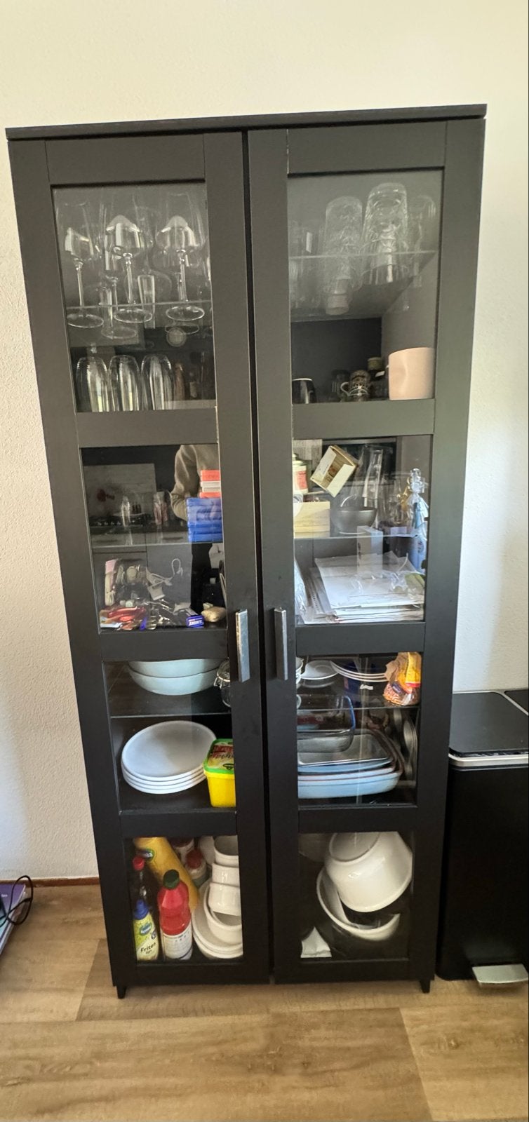 IKEA BRIMNES Vitrinekast Zwart - Gebruikt maar Netjes, Ophalen, Gebruikt, Glas, Met deur(en)
