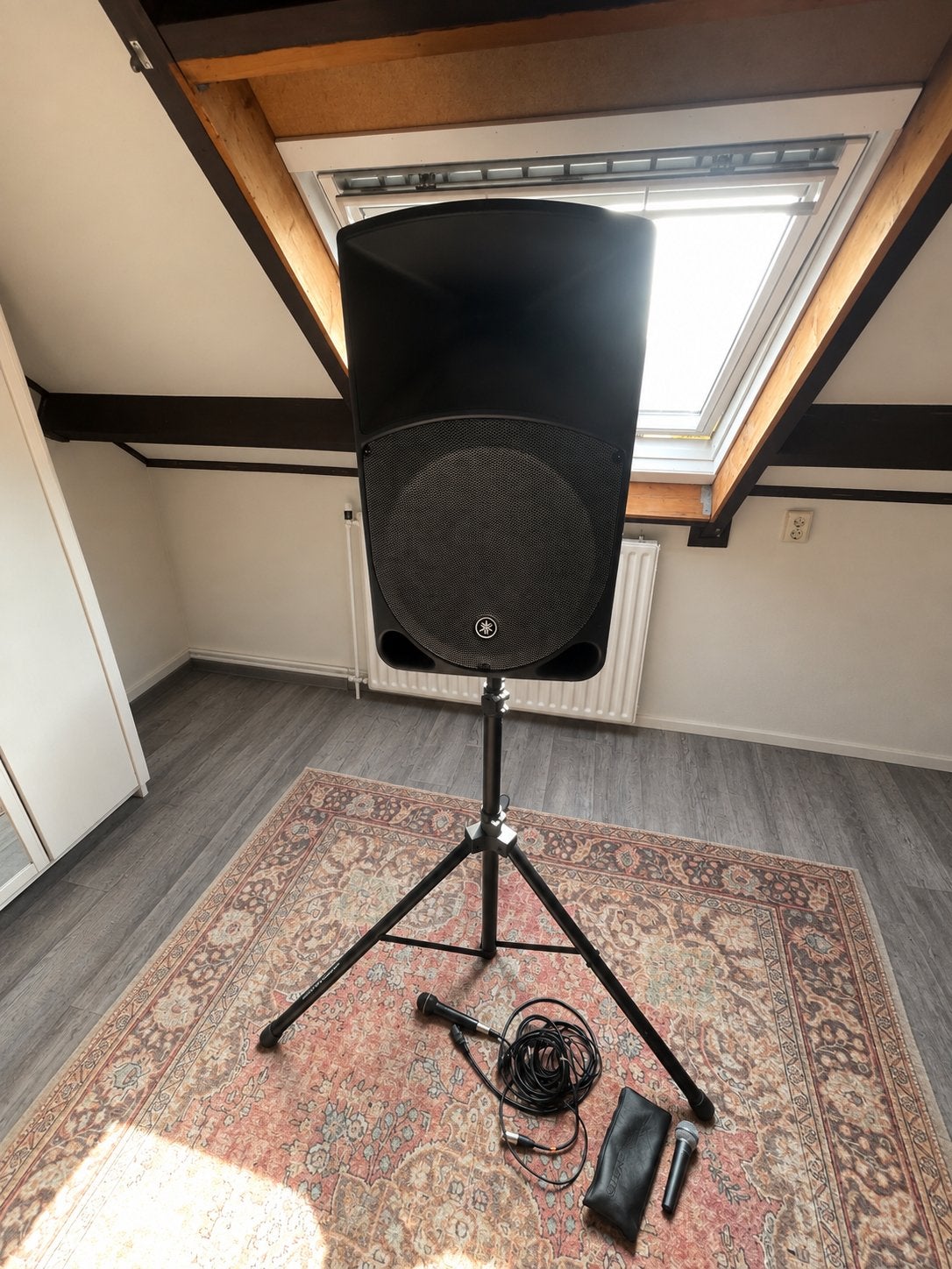 Mackie Thump TH-15A met standaard + Shure Beta 58A microfoon