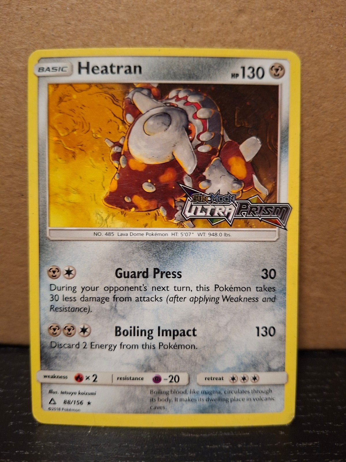 Heatran 88/156 Ultra Prism Holo Promo Pokémon Kaart, Ophalen of Verzenden, Gebruikt, Losse kaart, Foil