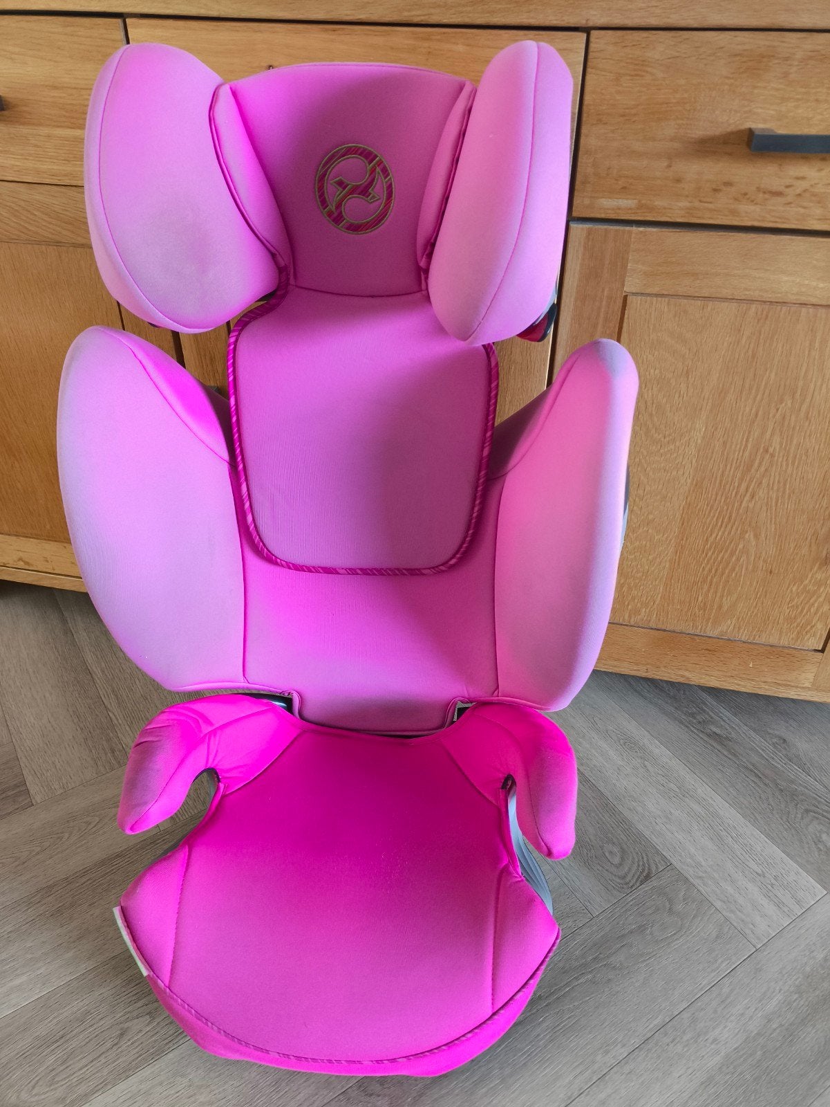 Cybex Solution X-Fix autostoel roze, Autogordel of Isofix, Gebruikt, 15 t/m 36 kg, Verstelbare rugleuning