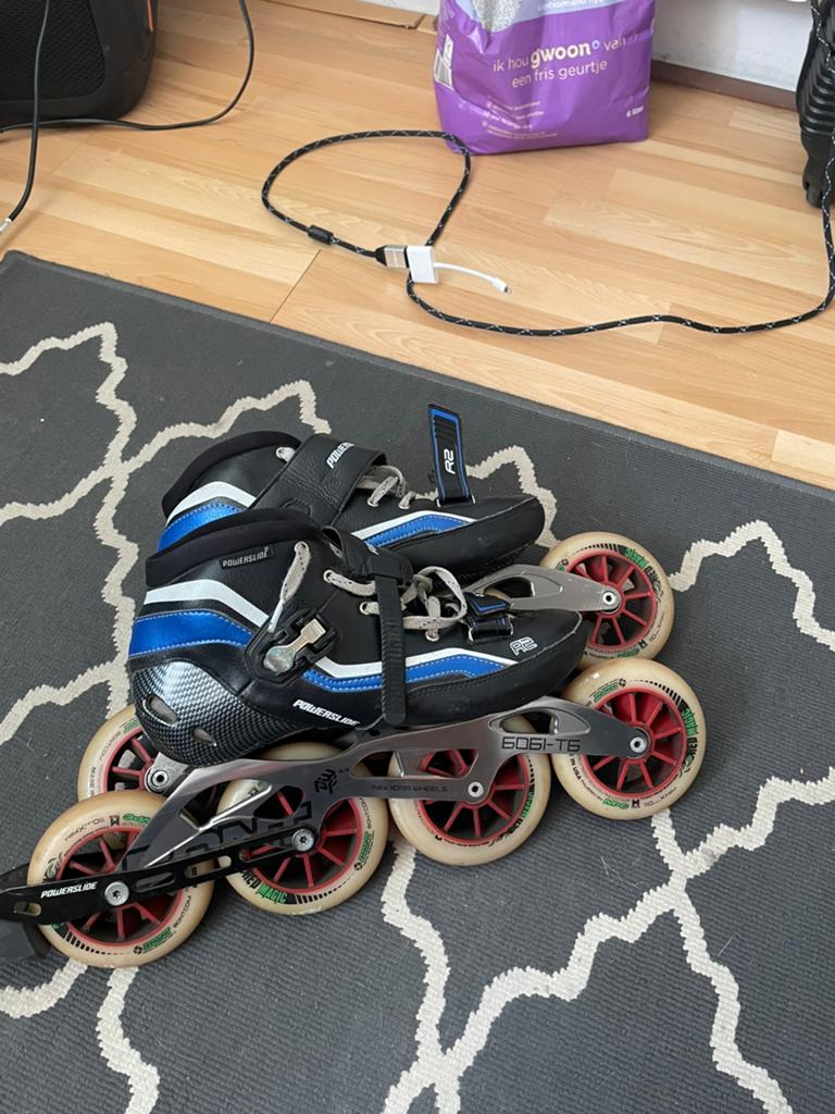 Skeelers maat 43 powerslide met Bontframe, Ophalen, Heren, Zo goed als nieuw, Inline skates 4 wielen