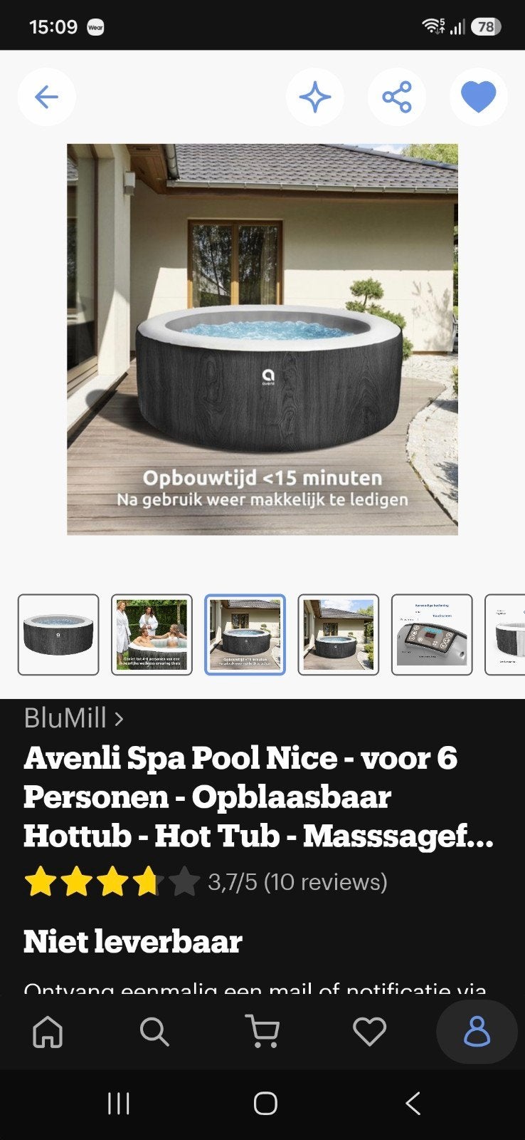 Avenli Spa Pool Nice - 4 persoons opblaasbare jacuzzi, Tuin en Terras, Ophalen of Verzenden, Zo goed als nieuw, Opblaaszwembad