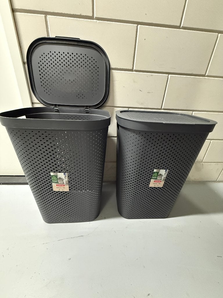 2x Curver Infinity wasmand 60L antraciet - Graag snel weg!, Kunststof, Ophalen of Verzenden, Zo goed als nieuw, Grijs