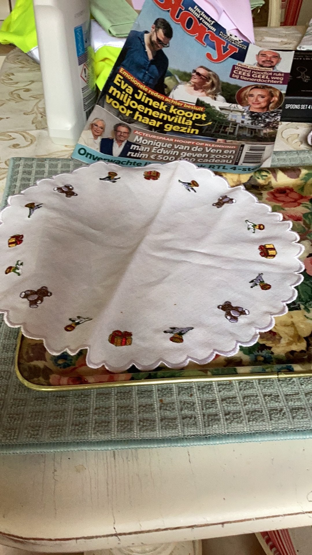 Kleedje schattig, Huis en Inrichting, Keuken | Textiel, Verzenden, Zo goed als nieuw, Wit