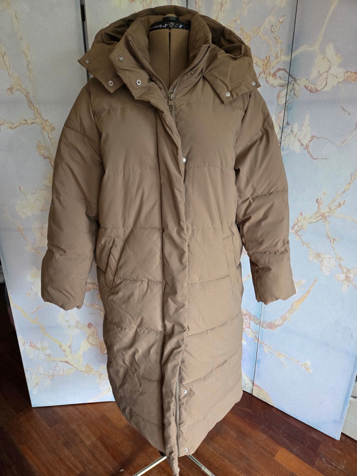 JDY Bruine Gewatteerde Winterjas Maat XL met Hoge Kraag, Bruin, Maat 46/48 (XL) of groter, Ophalen of Verzenden, Zo goed als nieuw