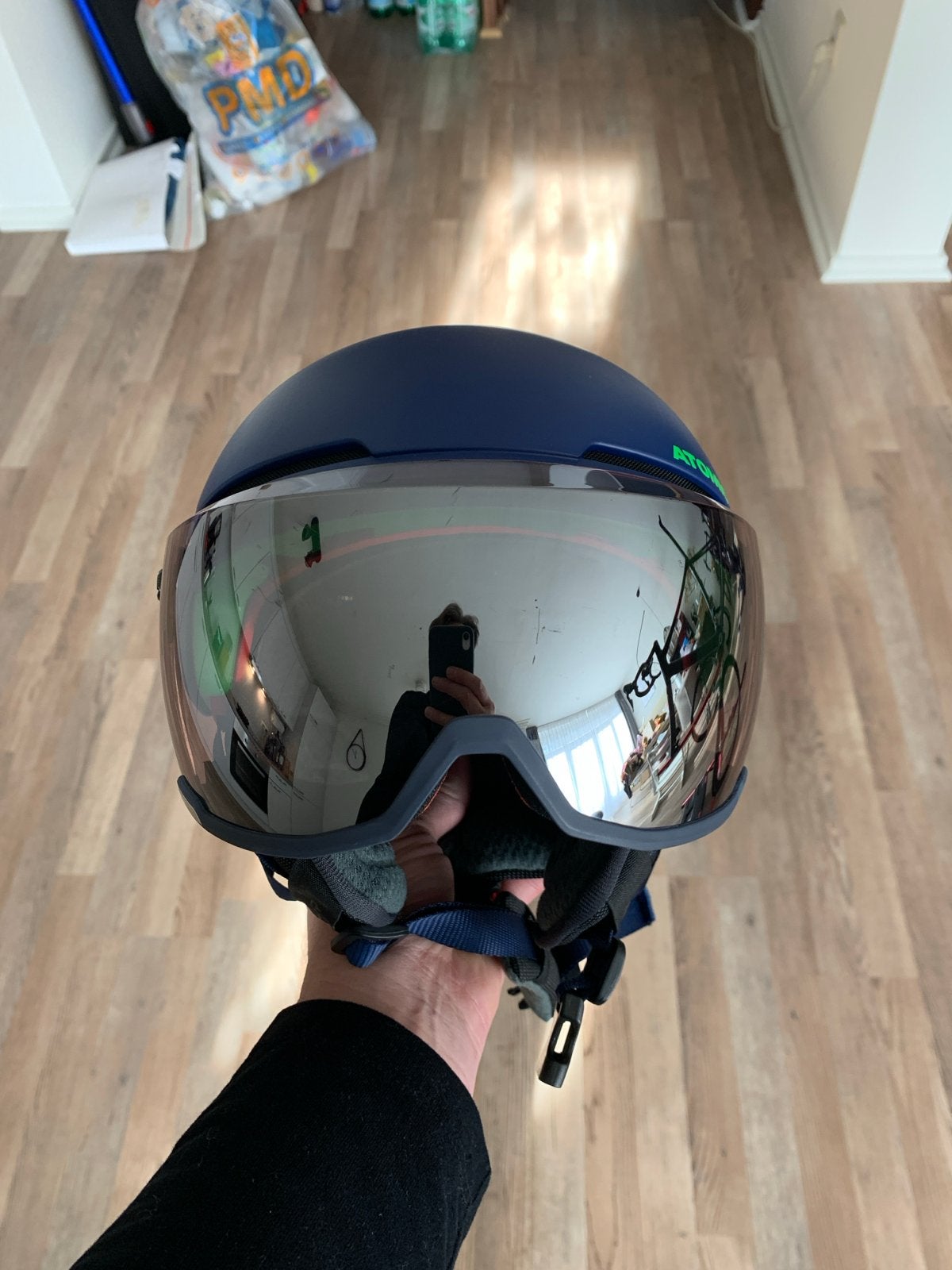 Atomic Savor Visor Jr Skihelm - Blauw met Vizier, Ophalen of Verzenden, Zo goed als nieuw, Maat 34 (XS) of kleiner, Overige typen