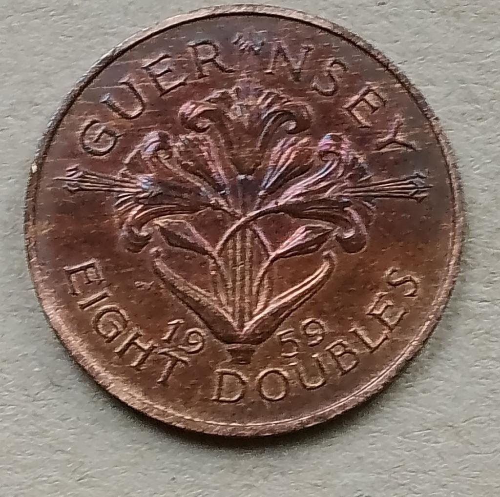 Guernsey, 8 doubles 1959, Ophalen of Verzenden, Overige landen, Losse munt