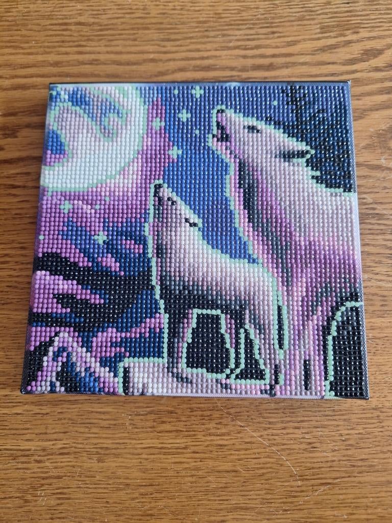 Diamond painting wolven glow in the dark, Ophalen of Verzenden, Minder dan 50 cm, Schilderij, Minder dan 50 cm