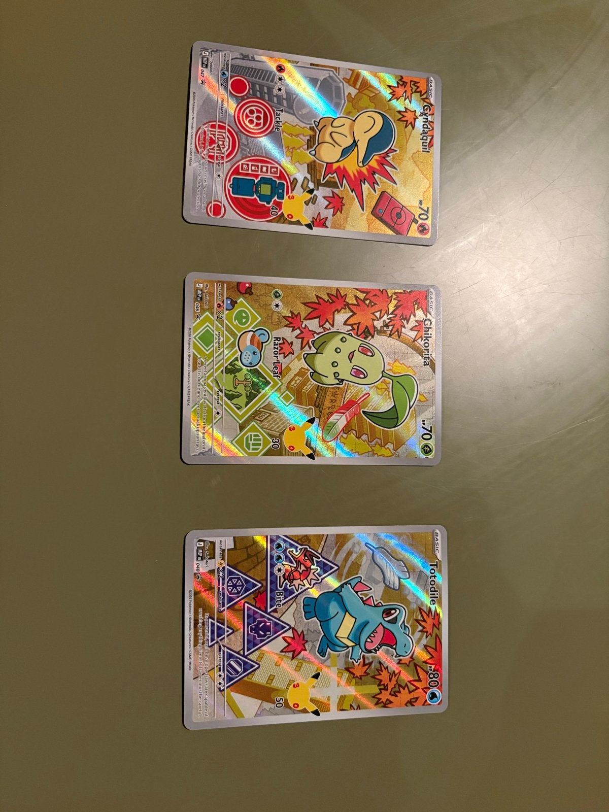Pokémon Celebrations Series 2 Cyndaquil Chikorita Totodile, Ophalen of Verzenden, Nieuw, Meerdere kaarten, Foil