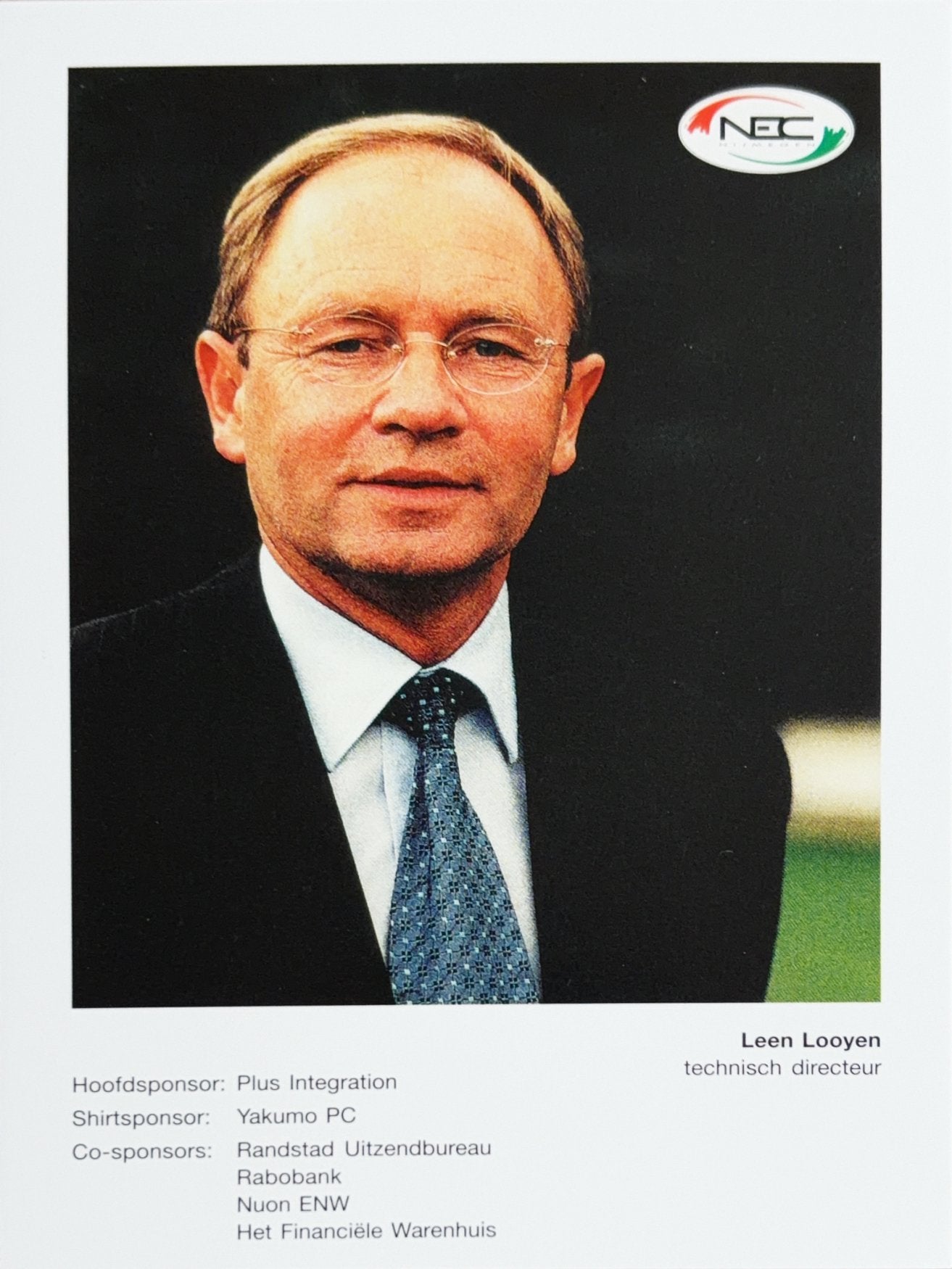 Spelerskaart Leen Looijen - NEC Nijmegen - seizoen 99/00, Verzamelen, Ophalen of Verzenden, Zo goed als nieuw, Vitesse, Spelerskaart