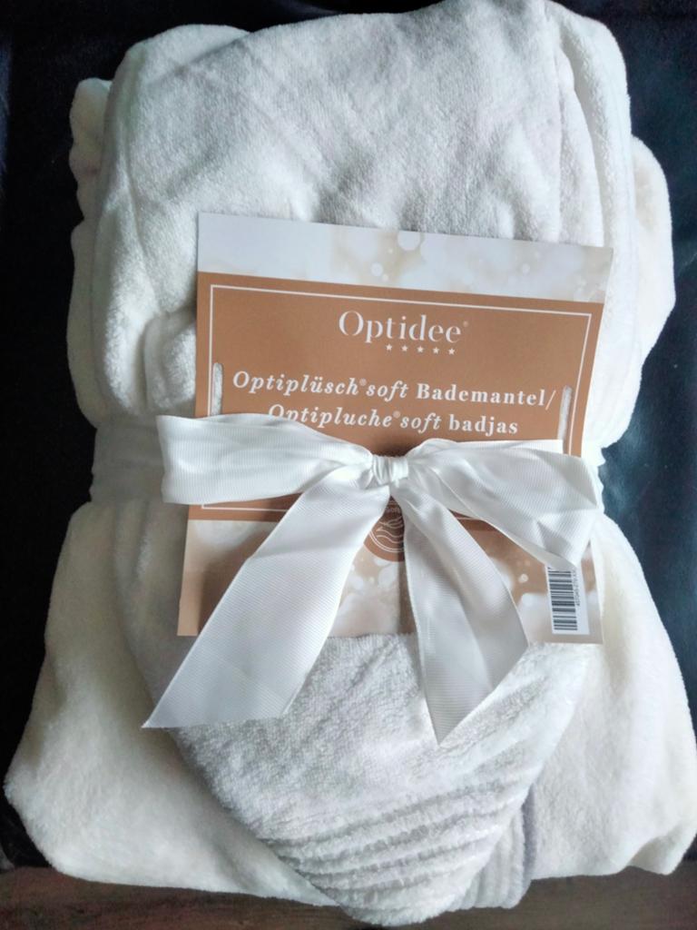 Optidee Optipluche soft badjas met capuchon crème-grijs XXL, Huis en Inrichting, Ophalen of Verzenden, Nieuw, Overige kleuren