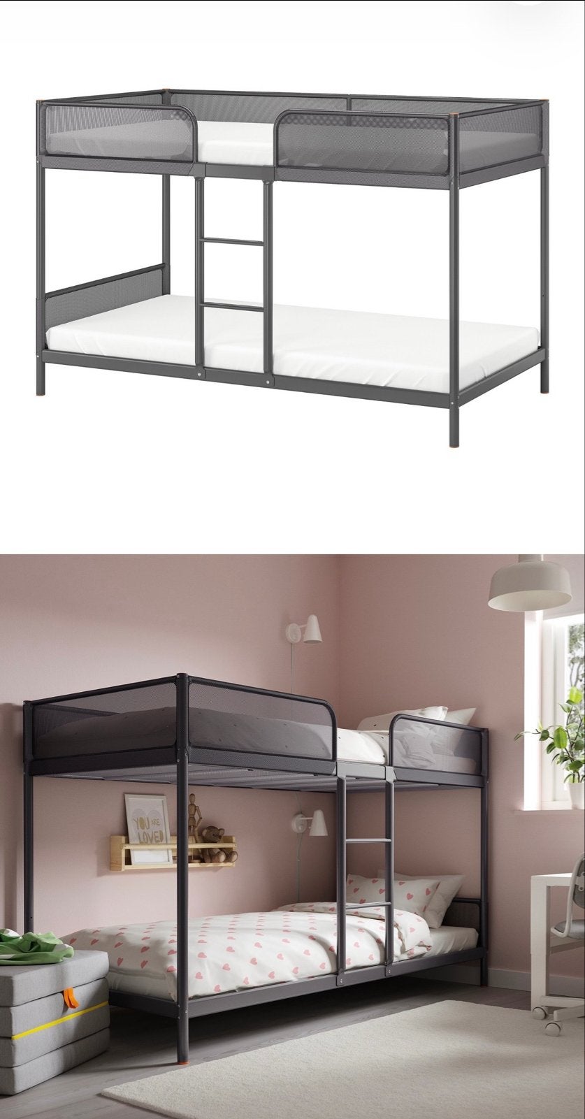 IKEA stapelbed - KURA omkeerbaar bed (grijs), Ophalen, 90 cm, 160 tot 180 cm, Tweepersoons