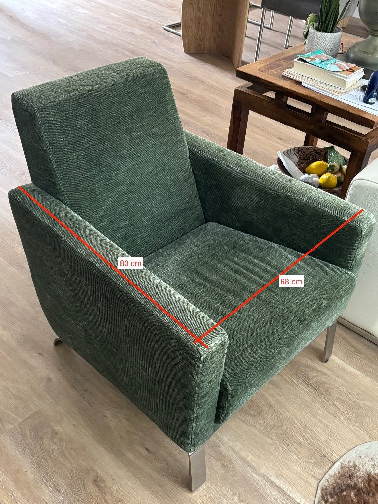 Fauteuil BoConcept - bosgroen, Ophalen, 75 tot 100 cm, Zo goed als nieuw, Metaal