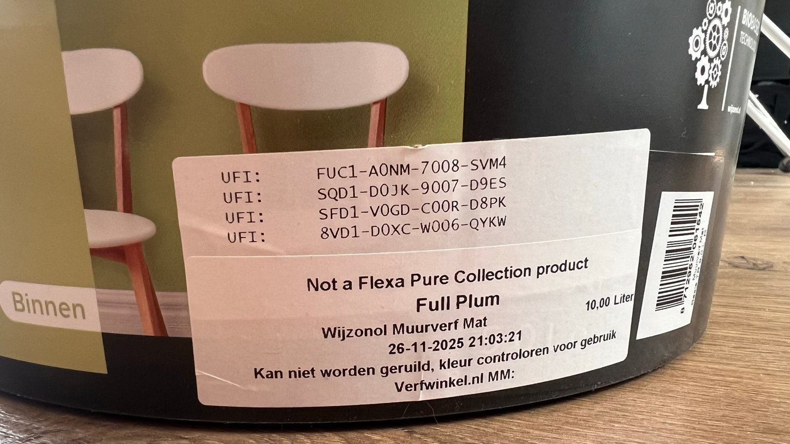 Wijnzonol Mat Muurverf - Full Plum - 10 Liter, Doe-het-zelf en Verbouw, Verf, Beits en Lak, Ophalen, Paars, Nieuw, Verf