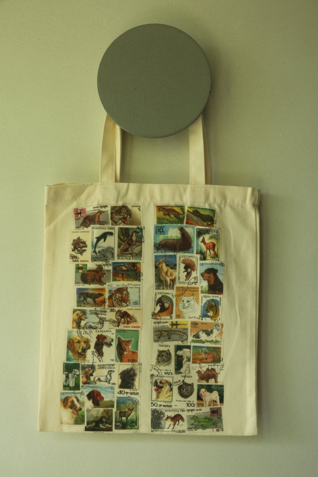 Vintage Dieren Postzegel Tote Bag - Katoen Canvas, Doctostamps@gmail.com, Verzenden, Shopper, Nieuw