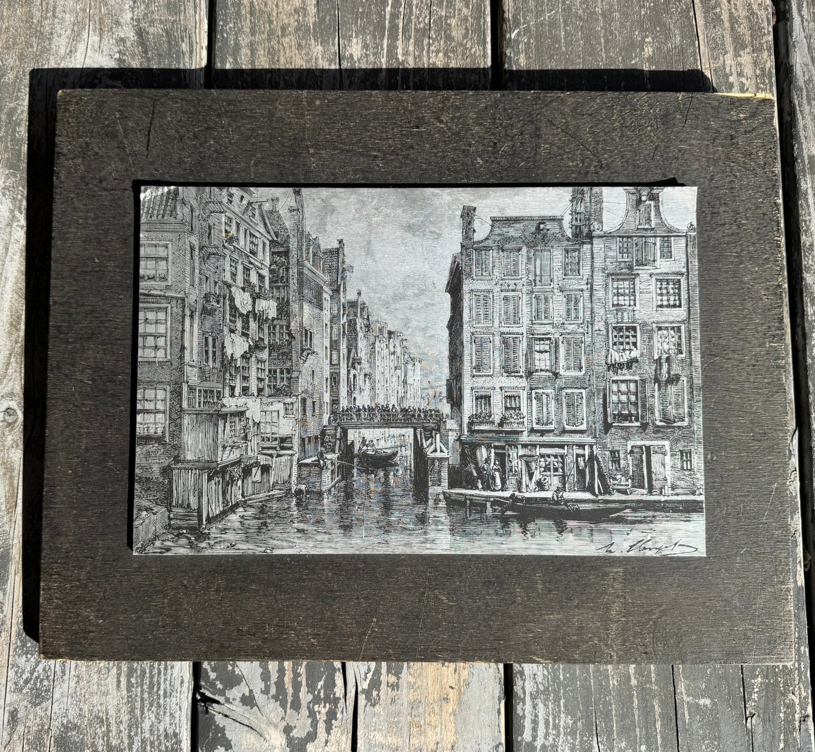 Prachte metalen ets van De Zeedijk te Amsterdam, Antiek en Kunst, Ophalen of Verzenden
