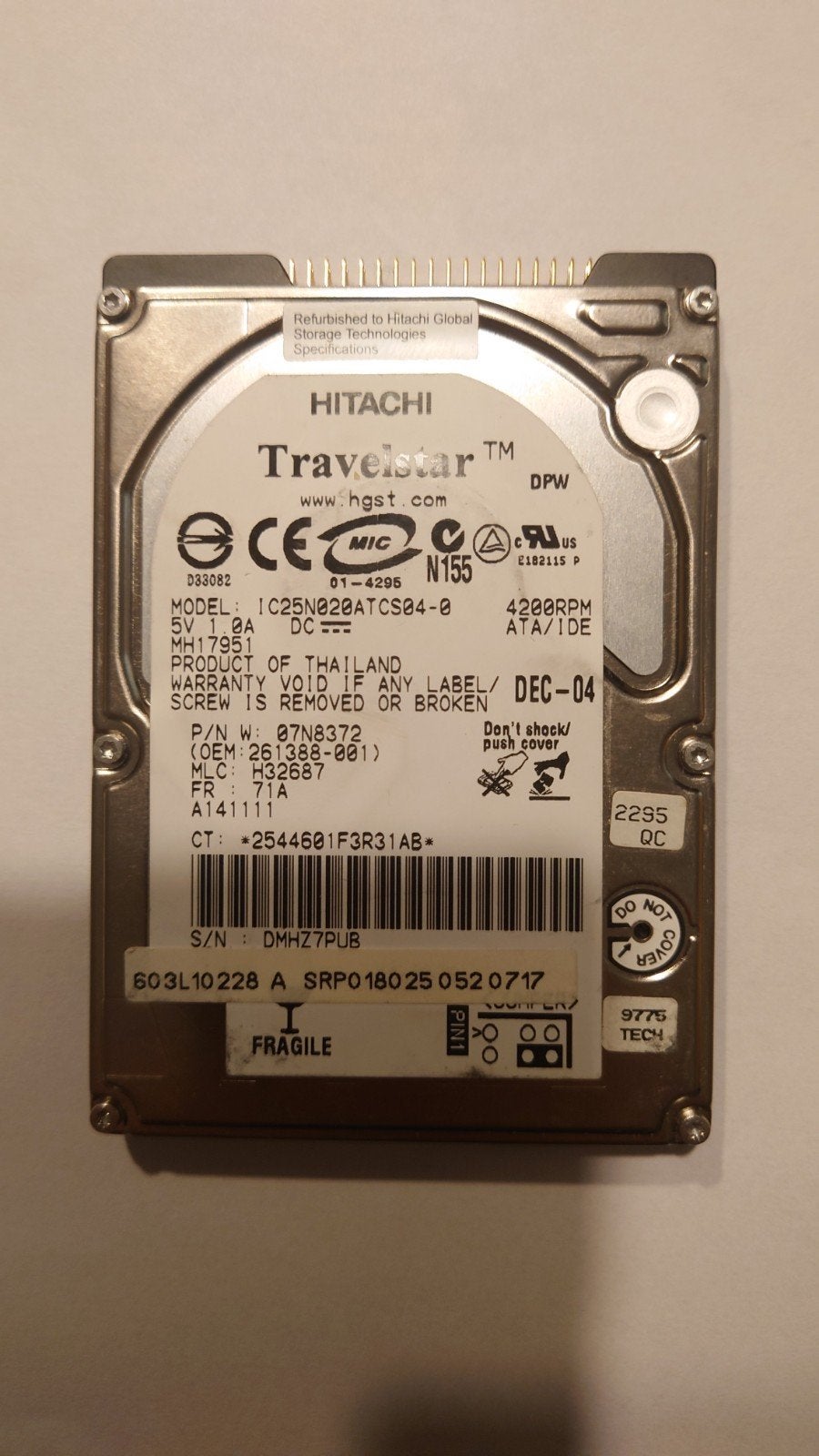 Hitachi 20GB 2,5" IDE laptop harddisk, Ophalen of Verzenden