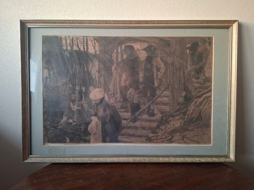 Ets - Zilcken naar Matthijs Maris – Doopgang Lausanne - 1888, 1800 - 1899, Ets, Religie, 43 cm